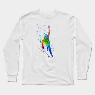 Man skateboard in watercolor Long Sleeve T-Shirt